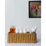 AKWAY_Handmade Wicker Basket/Bathroom Vanity Tray | Wicker Kitchen Counter Top Storage | Shelf/Coffee Table Decorative Tray | Cosmetic Organizer | Display Holder | (11