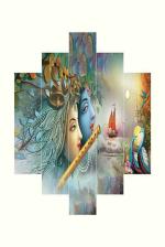 Great Art Ganesh Ji With Frame For Home Decoration Multicolor Digital Reprint Painting 30 x 17 inch Pack of 5