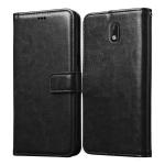 Casotec Premium Leather Kickstand Wallet Flip Case Cover with Magnetic Closure for Nokia 3 - Black