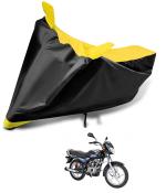 Mockhe Bike Body Cover for Bajaj CT 100 , Dustproof UV Protection water resistant Custom Fit Cover-(Black-Yellow )