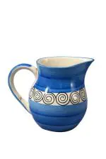 Caffeine Ceramic Handmade Stoneware Blue Doodle Water Jug Set of 1, (1400 ml Microwave & Dishwasher Safe)