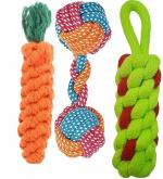 JAPIN Dog Chew Toys | Rope Toys for Dogs | Puppy Chew Teething Toys | Durable Cotton Dog Toys for Playing and Teeth Cleaning Training | for Small Medium Large Breed Dogs Pack of 3 Rope Toys