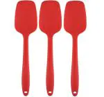 P-Plus International Heat-Resistant Baking Spoon Spatulas, Colorful Silicone Kitchen Utensils - Nonstick Cookware Red set of 3