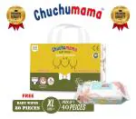 Chuchumama taped taped style baby diaper EXTRA LARGE (XL) Size Baby Diaper taped, 40 count, with CHUCHUMAMA BABY WIPES (80 PIECES)