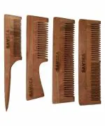 SavSea Wooden Comb For Women | Pack of 4 Neem Wooden Comb for Men | Wide and Soft Teeth Neem Wooden Comb for Hair Growth and Hair Fall Control New Pack of 4