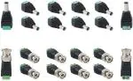 TAAPSEE 10 Pairs DC Male Power Jack Plug Adapter and BNC Male Female Balun Connector for Led Strip CCTV Security Camera SCREW TYPE (Green, Pack of 20)