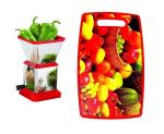 First Front Stainless Steel Chilly Cutter Cutter With Plastic Oval Chopping Board and (Multicolour, Pack of 2)
