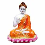 Avon Star Gallery Orange Resin Meditating Buddha Statue for Gift and Home Decor