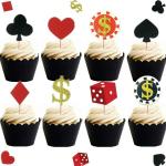 Festiko Set Of 32 Casino Cupcake Toppers Poker Cupcake Toppers Vegas Theme Cupcake Toppers Gambling Cupcake Toppers Casino Party Decorations Vegas Theme Party