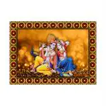 SHASWAT ART Beautiful Radha Krishna Yellow theame Painting Sparkle Coated Self Adhesive Wallpaper Without Frame Digital Reprint 16 inch x 22 inch Painting