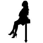 Ubuntu - Sitting Girl Cake Topper - Material MDF Wood - 6in Height - Matte Black - SS8 - Pack of 1