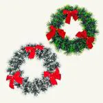 SPECIALYOU.IN 2pc 9.5inch Christmas Wreath for Front Door Entrance Tree Wall Door Hanging Decoration green & snowy wreath with red bow Xmas Artificial Garlands Christmas Decorations Items for Home.