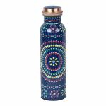 JR Handicrafts World Clear Copper Bottle Jaipuri Dots Meena, 1000 Ml