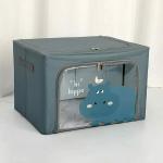 House of Quirk Storage Box with Steel Frame Support Foldable Storage Box Large Capacity Clothing Storage Box - 110 Litre (Pack of 2 60 x 45 x 40 CM Grey Hippo)