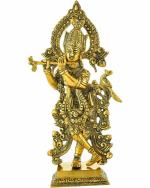 Siddhit Store Handicraft - Gold Aluminium Handicraft Krishan Idol for Home Decor - 29 cm