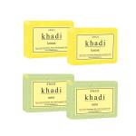 SWATI KHADI Organic Natural Herbal Lemon And Mint Soap For Glowing Skin And Body, 125 G (Pack Of 4)
