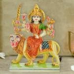 SHRI BALAJI CRAFT Marble Dust Durga Idol for Home & Office Decorative II Devi Maa II House Warming II MATA Rani II God Idols II Showpiece (12 Inches)