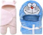 LittleFly Cartoon Single Crib Baby Blanket for AC Room (Polyester, White, Blue)