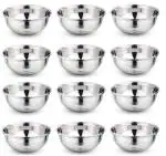 NEELAM Stainless Steel 6.5 22G Diamond Prem Vati, 300 ml, Set of 12 Stainless Steel Vegetable Bowl (Silver, Pack of 12)