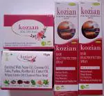 KOZIAN Natural Hair Protection Spray 100mlX2+ Kozian Kojic Glutathione Skin Care Soap 75gm + Kozian Wheat Germ oil Reetha Castor Coconut Tulsi Pudina Neem oil Soap 75gm pack Combo
