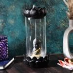 Ghar Saaz Polyresin Buddha Monk Fog Smoke Glass Backflow Incence Burner 9 Inch