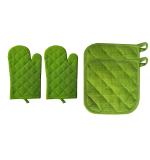 HOMEFLY _ Tidy Green Cotton Kitchen Linen Set Pack Of 4