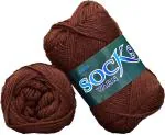 M.G Enterprise wool, Nylon Socks yarn treinte Deep Brown 200 Grams.