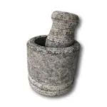 VALGHA VALAMUDAN AGRI ENGINEERING Stone Mortar and Pestle Single Set, Grey, Kharal, Mixer, Natural & Traditional Grinder and Musal, Well Design for Kitchen, Home, Herb (6 Inches)