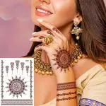 Voorkoms Full Both Side Henna Tattoo Design Feel Realistic Mehndi Temporary Body Tattoo For Women Girls