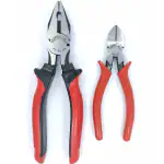 PERFECT TECH Set 2 Pcs Combination Cutting Plier 8 Inch | Side Cutting Plier 6 Inch | Steel Pliers original | Tools Kit Set | Electrical Work | Anti Rust Protection | Rubber Grip (08-RB & SPL-06 Red)