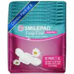 SMILE PAD XL Long Last Sanitary Pads for Heavy Flow - Quick Absorption, Leakproof with Long Flexi Wings, Combo Pack of 8 - 80 sanitary napkins