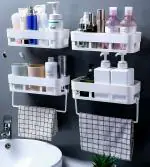 SHOPITECH Wall Mounted Storage Rack Holder Self-Adhesive Wall Shelves Bathroom & Kitchen Shelf