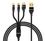COKU Type C 3 In 1 Nylon Braided 3 A Data Cable For Ios And Android Phones - 1 M