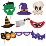 Festiko Halloween Theme 9 Pcs Photobooth Props, Halloween Photobooth Props