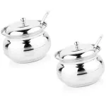 Chefkit Stainless Steel Ghee Pot, Oil Pot, Ghee Storage Container | Jar with spooon, Ghee Serving Container 300ml