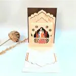 Designarium 3D Popup Royal Palace Marigolds Couple Wedding Invitation Card (Pack of 10)