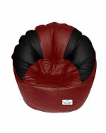 RnS Rest 'n' Sleep Faux Leather Bean Bag Filled with Beans (XXXL, Black-Maroon)