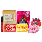 SCIIAN Rakhi Gift Hamper | Gift Hamper for Sister | Rakhbhandan Gift | Pyari Behna Soap | Dessert Candle | Herbal Body Wax Powder | Decorative Scrunchie | Rakhi Hamper Box