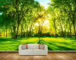 Mystic Walls MWZ2424 Sun Trees Grass Branches Forest HD 3D Wallpaper for Bedroom, Hall[4 ft x 3 ft] / [122 cm x 91 cm]