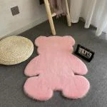 KATHIYAWADI Teddy Bear Rug, Bear Carpet Fluffy Animal Shaped Mat, Bear Carpet Soft Furry Bear Rug Kids Photography Rug Mat Sheepskin Panda Bed Side Mat/Rug/Carpet (1Pcs) (Dark Peach)