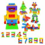 Vastate Kids Building Block Train Blocks Gift Toy,Block Game (52 Block + 8 Wheels)60 Pcs