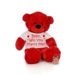 Hug N Feel Soft Toys Red Polyester Teddy Bear Soft Toy - 3 feet