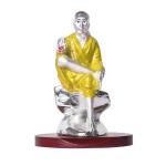DIVINITI Sai Baba Statue for Car Dashboard|999 Silver Plated Sculpture of Sai Baba Figurine| Idol for Mandir, Office and Home Decor Gifts (9 X 6 cm) (1 Pack)