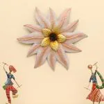 vedas Multicolor Metal Ena Flower Wall Frame, Wall Hanging Sculpture for Living Room, Bedroom, Dining Room, Kitchen, Bathroom, Entryway (Size 21 x 21 Inches) (Medium)