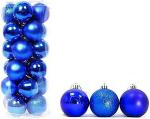 My Party Suppliers 20 pcs Blue Christmas Balls Ornaments for Xmas Christmas Tree Shatterproof Christmas Tree Decorations Hanging Ball for Holiday Decoration, Christmas Bubble