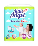 Little Angel Premier Pants Baby Diapers, Double Extra Large (XXL) Size,16 Count/Pack With Wetness Indicator,above 14 kgs
