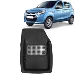 Kingsway 4.5D 5D Car Floor Foot Tray Mats for Maruti Suzuki Alto 800 2012 Onwards Model, Black Color, Top Notch PVC, Complete Set of 3 Piece
