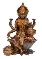 Lavanshi Copper Finish Bronze Godess of Money & Wealth Statue laxmi Maa 17.5 cm