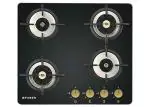 Faber Maxus Hob Black Stainless Steel Glass Top Auto Ignition 4 Brass Burner Gas Stove 60 cm