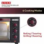 USHA 19-Litre OTGW 3619R Oven Toaster Grill (OTG) (Wine & Matte Black)